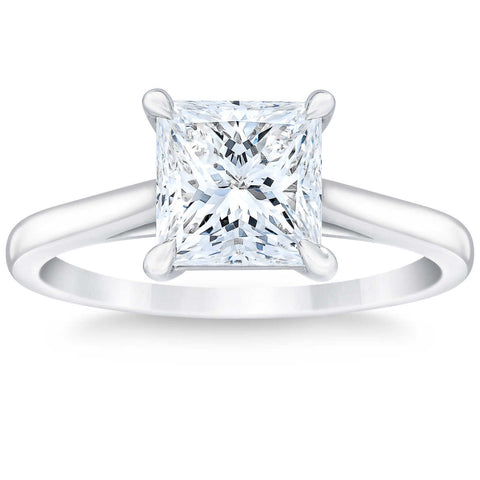 G/VS Certified 2 1/2Ct Princess Cut Diamond Engagement Ring White Gold Lab Grown