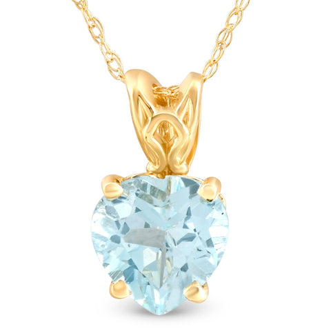 7mm Women's Heart Pendant in Blue Topaz 14k White, Rose, or Yellow Gold Necklace
