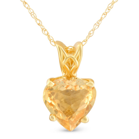 7mm Women's Heart Pendant in citrine 14k White, Rose, or Yellow Gold Necklace