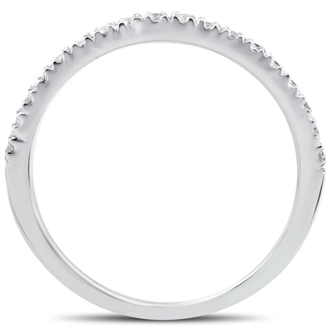 F/VS .25ct Pave 100% Diamond Wedding Ring 14K White Gold Lab Created