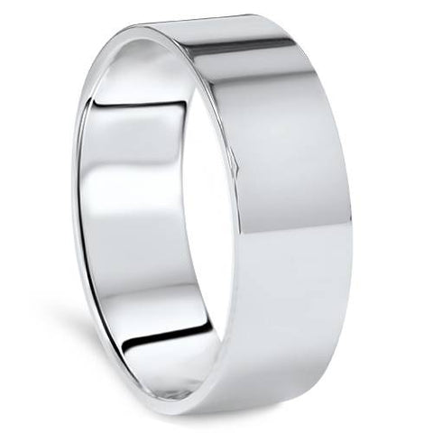 High Polished 7MM Flat Mens Wedding Band Ring 950 Platinum