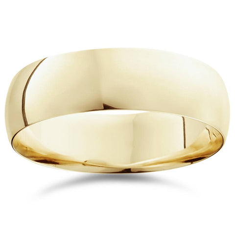 High Polished 7MM Dome Mens Wedding Band Ring 10K Yellow Gold