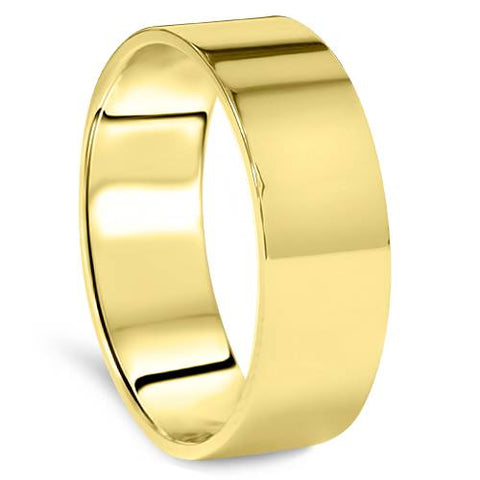 High Polished Flat 7MM Wedding Band Ring 10K Yellow Gold