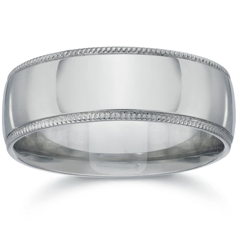 7mm Milgrain Wedding Band 950 Platinum High Polished Dome Ring