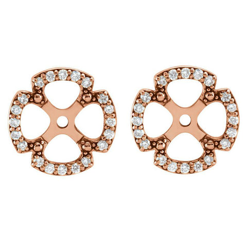 1/5Ct Clover Diamond Earring Jackets 14K Rose Gold (5-5.5mm)