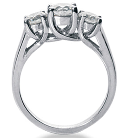 2 1/2ct Three Stone Diamond Wedding Anniversary Ring 14K White Gold