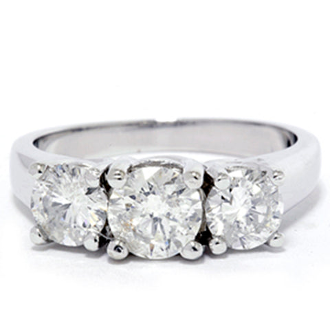 2 1/2ct Three Stone Diamond Wedding Anniversary Ring 14K White Gold