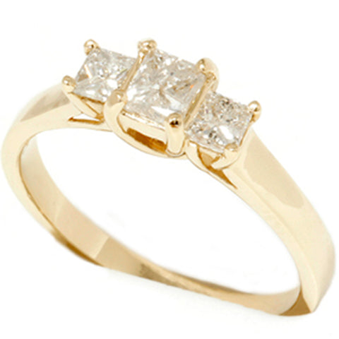 1ct Three Stone Diamond Ring 14K Yellow Gold