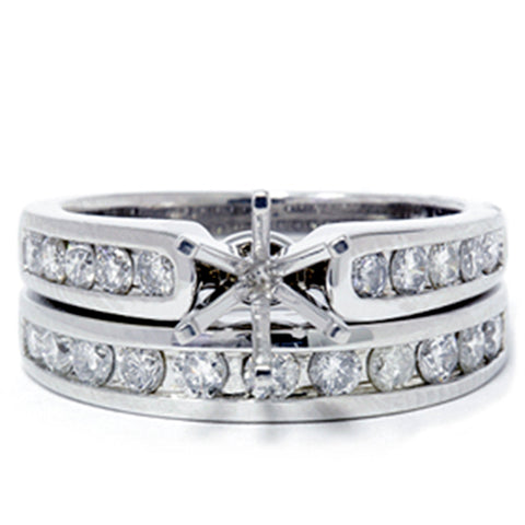 1ct Diamond Engagement Matching Wedding Ring Setting 14K White Gold
