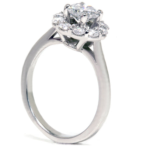 1 1/5ct Halo FIRE Diamond Engagement Ring 14K White Gold
