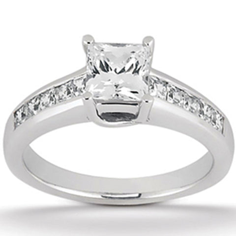 1ct Princess Cut Channel Set Diamond Wedding Engagement Ring 14K White Gold