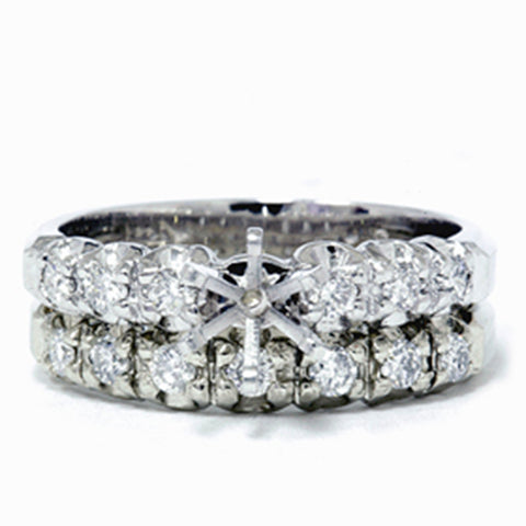 1/2ct Diamond Semi Mount Engagement Wedding Ring Set