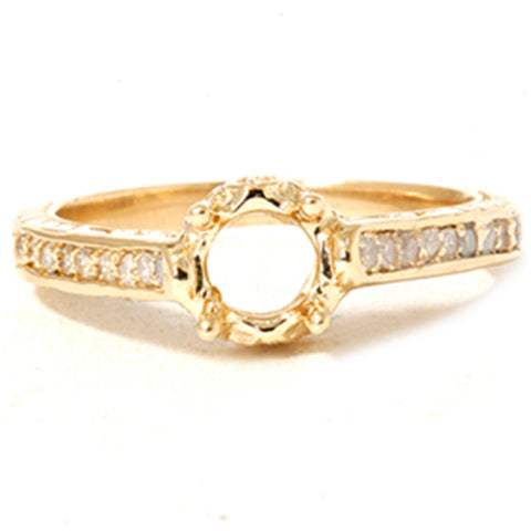 Vintage 1/5ct Semi Mount Engagement Ring Setting 14K Yellow Gold