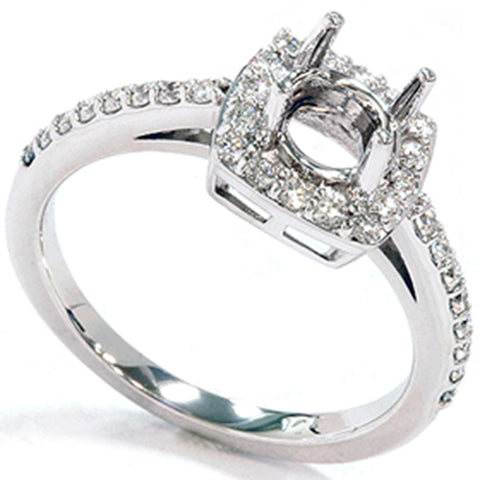 1/3ct Diamond Cushion Halo 14K White Gold Engagement Ring Setting
