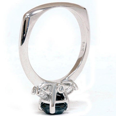 1 3/8ct Treated Black Diamond Engagement Accent Anniversary Ring 14k White Gold
