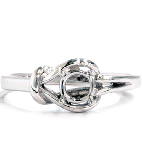14K White Gold Knot Solitaire Engagement Ring Setting