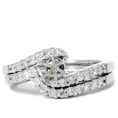 1/2Ct Diamond Engagement Ring Setting Semi Mount Matching Wedding Band Set