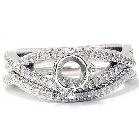5/8ct Diamond  Bridal Engagement Wedding Ring Set Mounting 14K White Gold