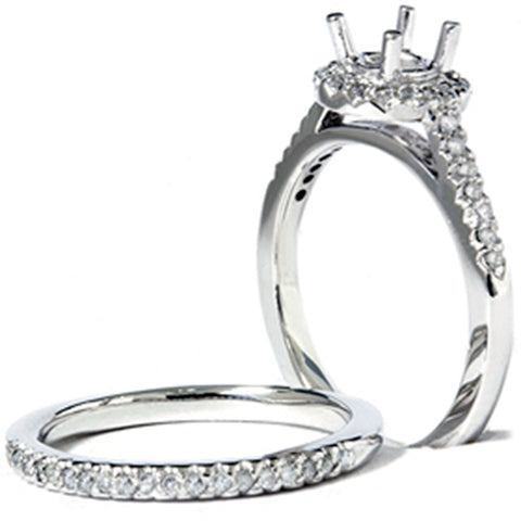 1/4 CT Pave Halo Diamond Bridal Engagement Set Mounting
