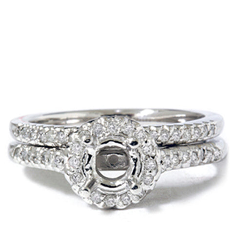 1/4ct Pave Halo Diamond Mount Engagement Ring Setting