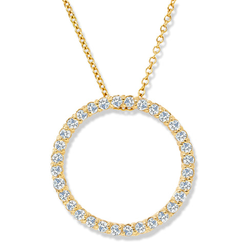 Yellow Gold 1/2ct Circle Of Life Lab Grown Diamond Pendant Necklace (3/4'' tall)