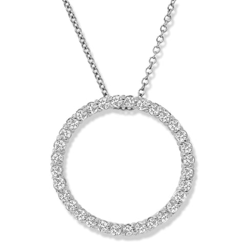 G/SI .50 Ct Circle Lab Grown Diamond Pendant 10k White Gold 18" Necklace