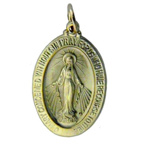 Yellow Gold 14K Miraculous Mary Religious Pendant