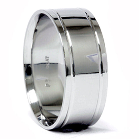 Platinum 8mm High Polished Double Inlay Band Men's Wedding RIng