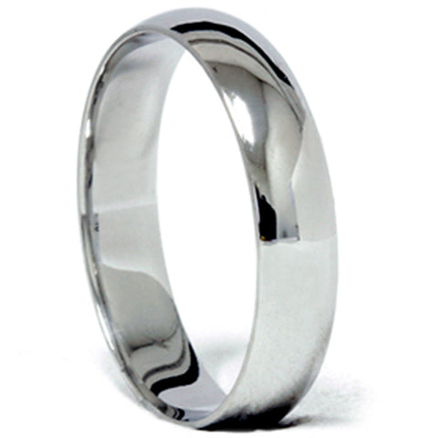 5mm Plain Polished Platinum Comfort Wedding Ring Shiny High Polished Dome