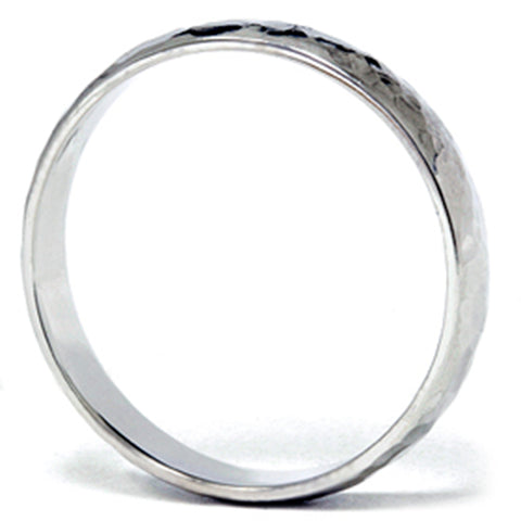 14K White Gold 4mm Hammered Wedding Band Ring New
