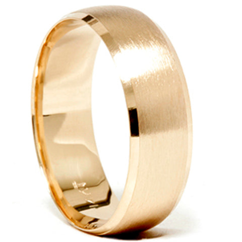 Mens 14k Gold 8mm Beveled Brushed Wedding Ring Band New
