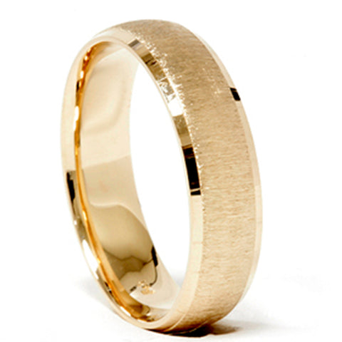 Mens 14k Yellow Gold Wedding Ring Brushed Band New