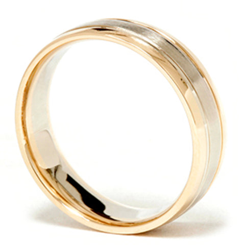 Mens 14k Gold Two Tone Brushed Wedding Ring Band New