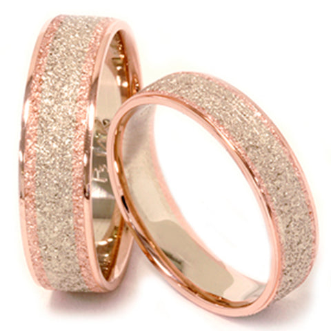 Matching His & Hers 14K Rose & White Gold Wedding Bands