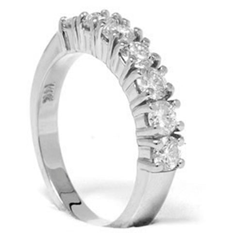 1Ct T.W. Round Cut Natural Diamond Wedding Ring Anniversary 14K White Gold