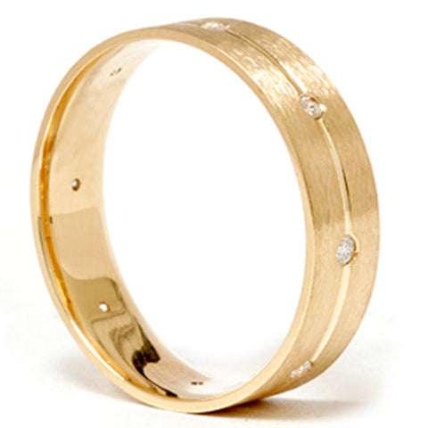 Mens Comfort Fit Bezel Diamond Wedding Gold Band Ring