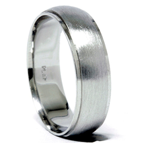Mens 950 Platinum 6mm Brushed Wedding Band Ring New