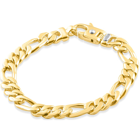Mens Solid 14k Yellow Gold 55 grams Designed Link 9.5mm Heavy Masculine Bracelet 9"