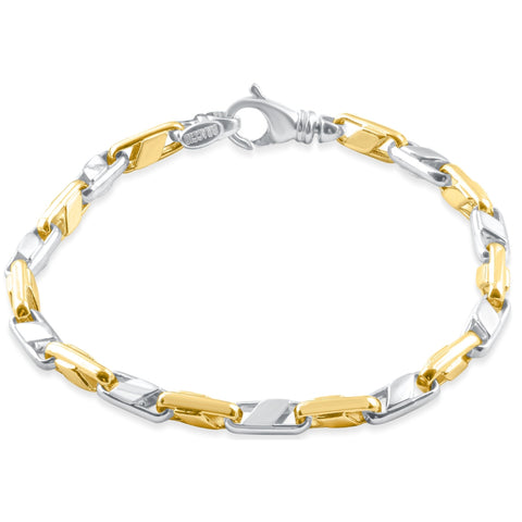 Mens Solid 14k Yellow Gold 22 grams Designed Link 5mm Heavy Masculine Bracelet 8"