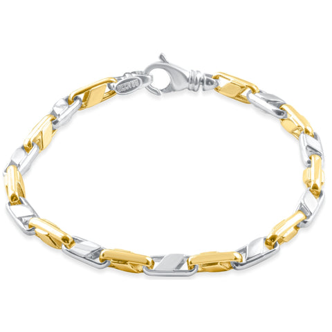 Mens Solid 14k Yellow Gold 22 grams Designed Link 5mm Heavy Masculine Bracelet 8"