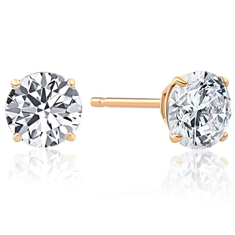.75Ct Round Brilliant Cut Natural Quality Diamond Stud Earrings In 14K Gold