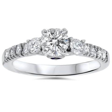 1ct Diamond & Blue Sapphire Engagement Ring 950 Platinum