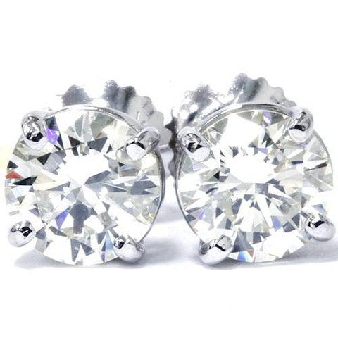 14K White Gold 1/2 Carat TW Natural Round Cut Diamond 4-Prong Stud Earrings