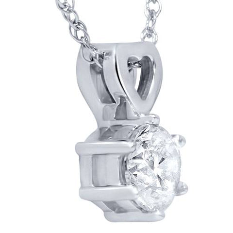 Round Diamond 3/4 ct Solitaire Diamond Heart Pendant 14k White Gold Jewelry