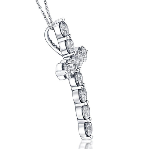 VS 3 Carat (ctw) Diamond Cross Pendant 14k White Gold Necklace Lab Grown