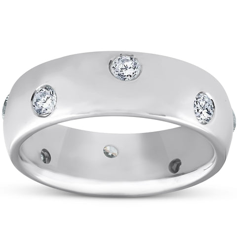 1/2ct Bezel Diamond Eternity Wedding 14K White Gold New Ring