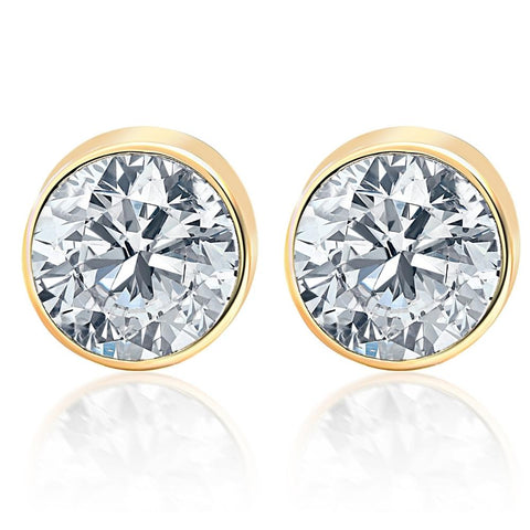 1.00Ct Round Brilliant Cut Natural Quality Diamond Stud Earrings 14K Gold