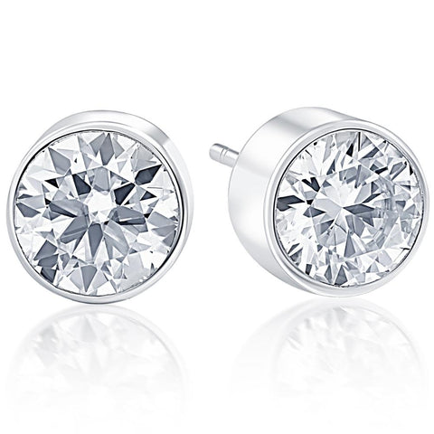1.25Ct Round Brilliant Cut Natural Quality Diamond Stud Earrings in 14K Gold Round Bezel Setting
