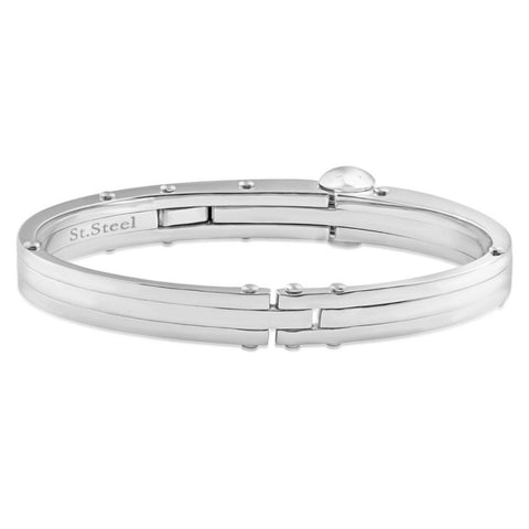 Men's Steel Polished Latched 8" 10mm Cuffed Bracelet