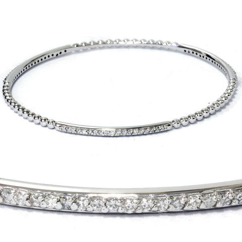 3/4ct Diamond Bangle Stackable Womens Bracelet 14K White Gold